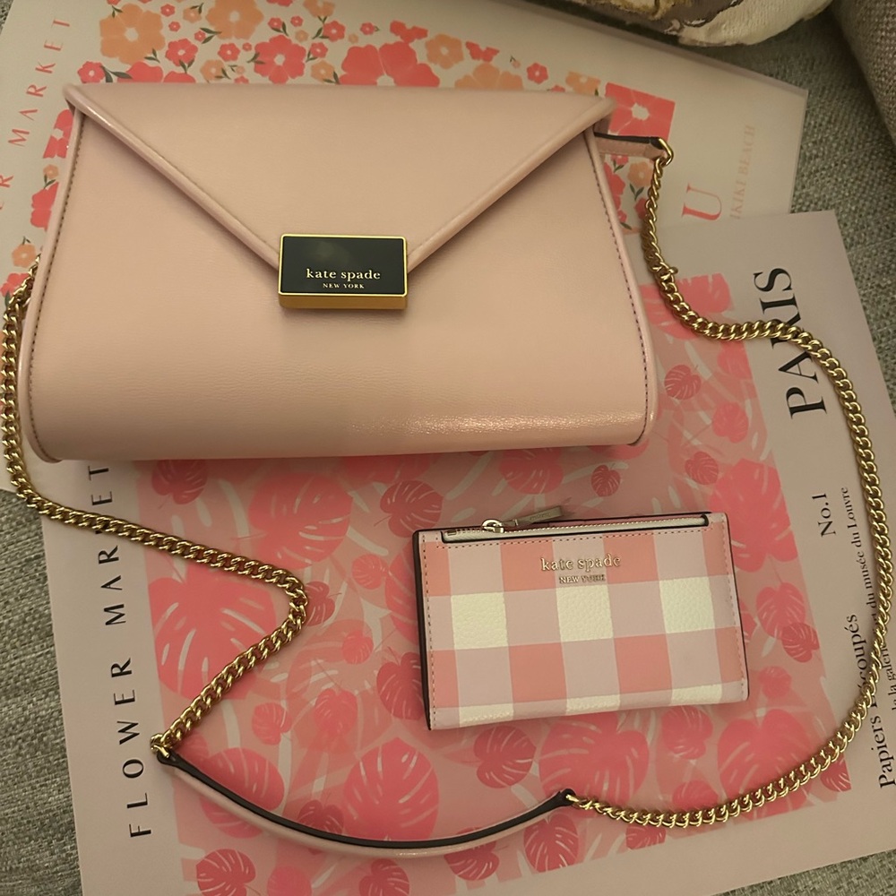 Kate Spade Anna Medium Leather Clutch & Shoulder Bag Moochi Pink MSRP $298 NWT - Picture 8 of 12